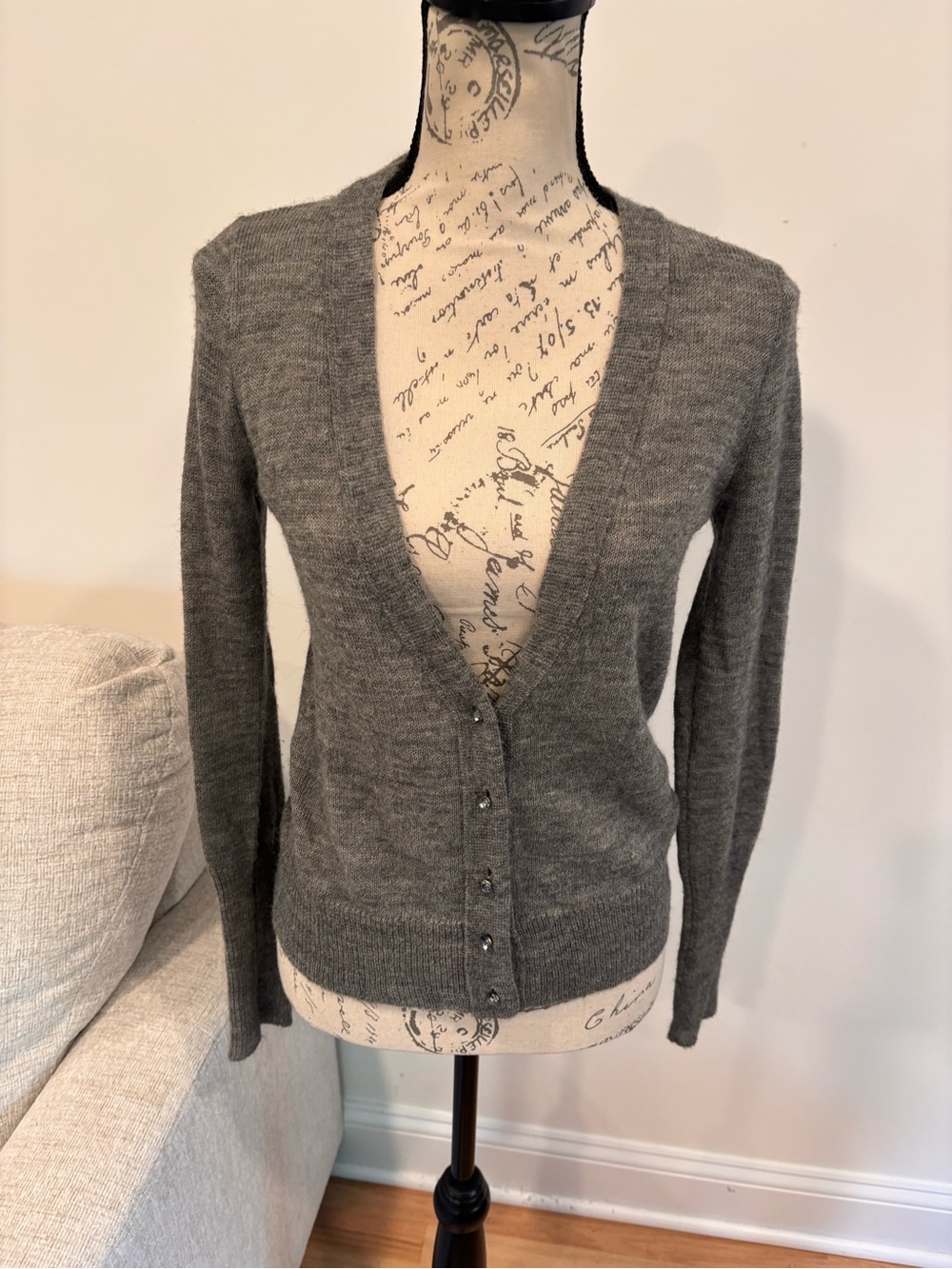 J.CREW wool and alpaca gray cardigan size small